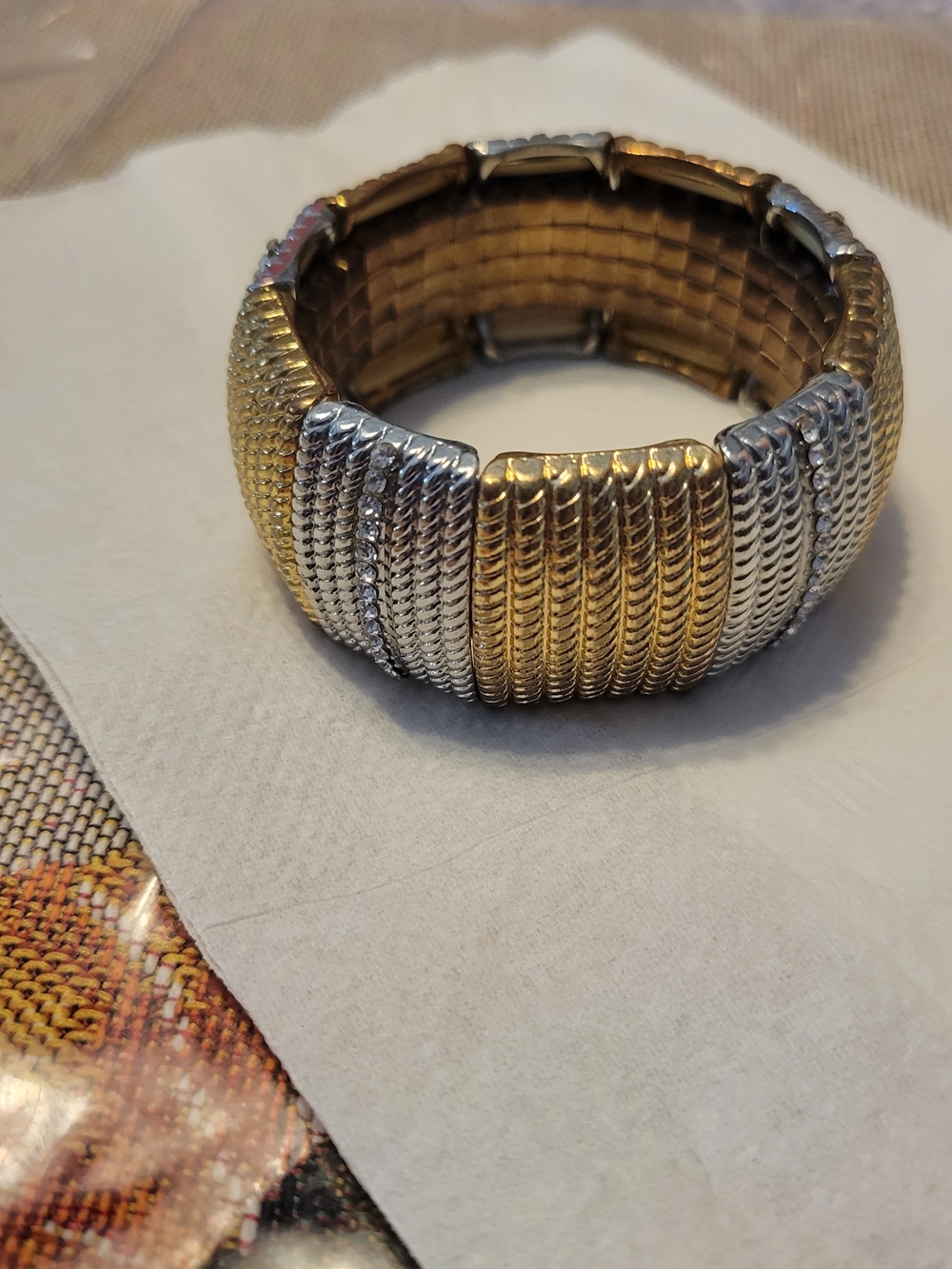 Two-Tone Gold and Silver Stretch Bracelet - Women Jewelry